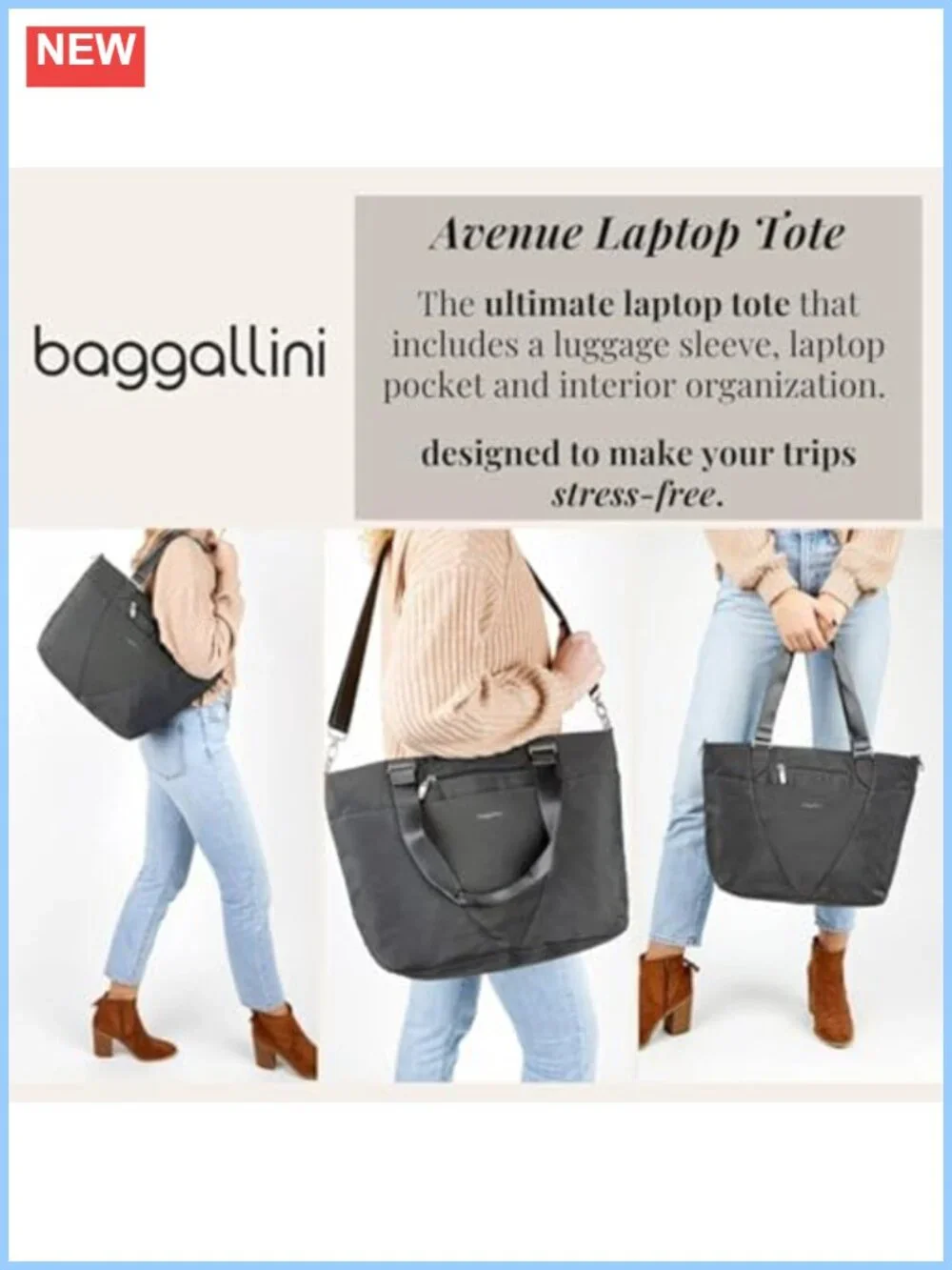 Lightweight Water Resistant Laptop Tote Bag for Women Travel Carry On with
